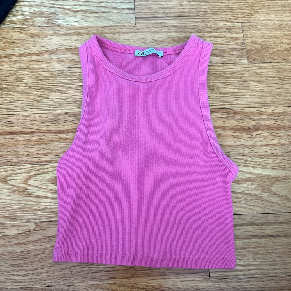 Zara pink cropped shirt